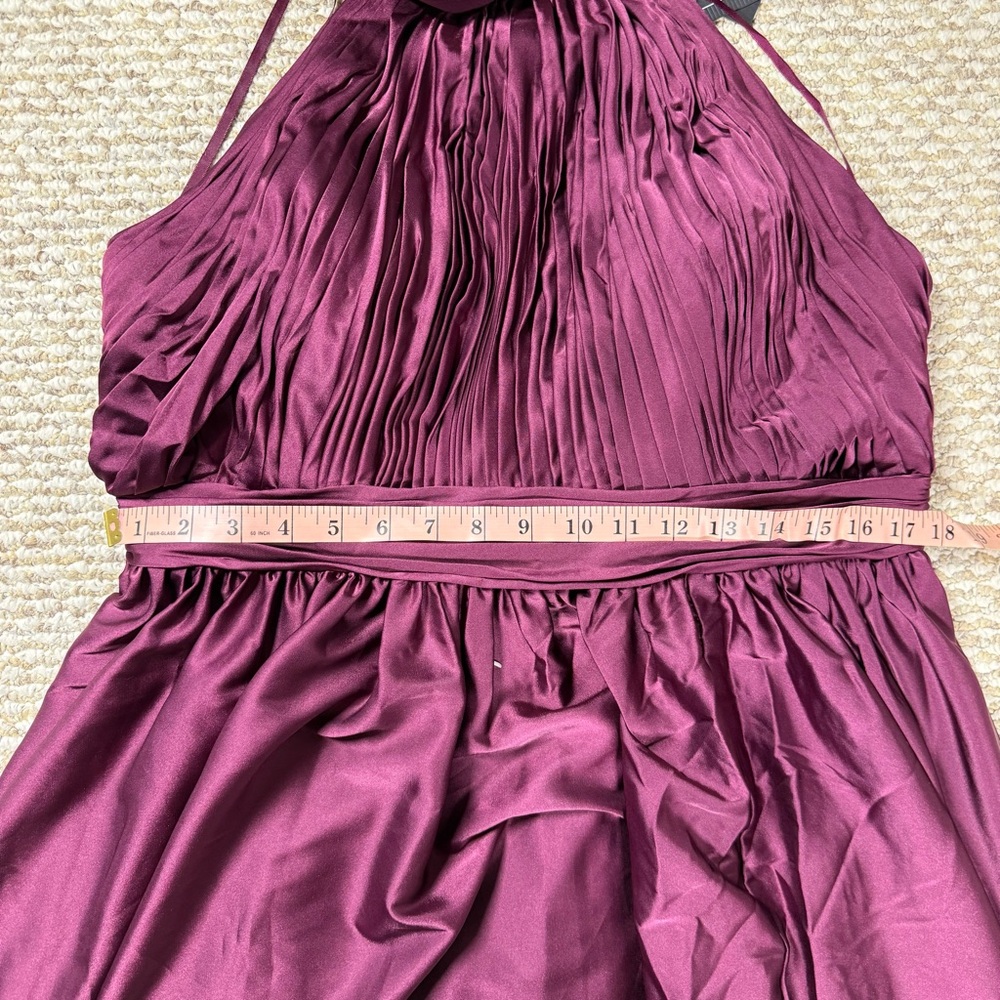 NWT Ieena for Mac Duggal Purple Soft Tie Halter Neck High Slit Evening Gown - Picture 13 of 16